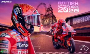 The image denotes that the MotoGP British Grand Prix 2026 will feature clashes between top leading riders on the track.