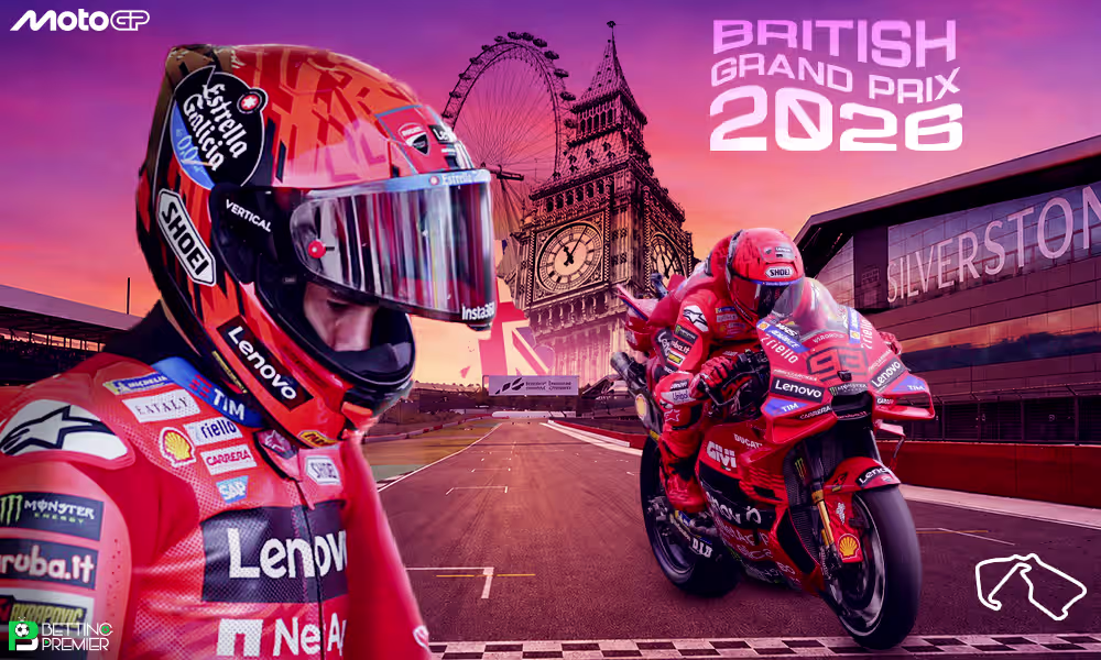 The image denotes that the MotoGP British Grand Prix 2026 will feature clashes between top leading riders on the track.