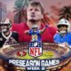 The poster shows the selected teams clashing in NFL 2026-27 preseason Week 2 games.