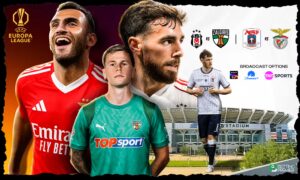 The poster features the key clash between the table-toppers and the underdogs in the UEFA Europa League 2026-27.