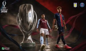 The image shows that the UEFA Super Cup 2026 will feature PSG and Aston Villa in the prize clash.