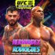The poster features the immense face-off of Hernandez and Rodrigues in the middleweight division at Golden 1 Center, California.