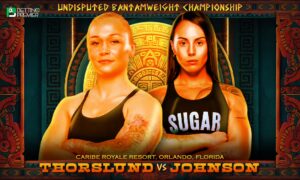 The poster features the clash between Johnson vs Thorslund in the Bantamweight division.