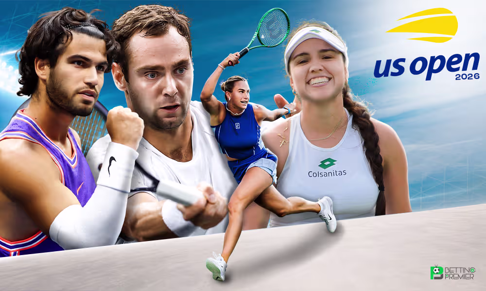 This poster shows that the US Open 2026 will feature a clash of top-tier players in the first round.