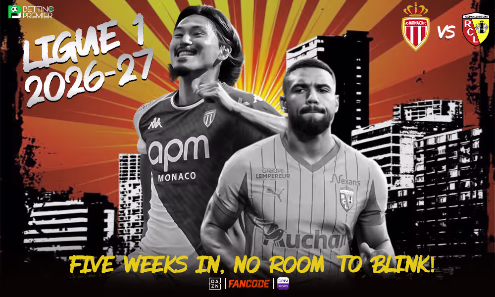 The poster features the top team clashes in Matchday 5 of the Ligue 1 2026-27 season.
