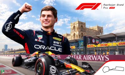 The poster denotes that the Azerbaijan Grand Prix 2026 will feature elite drivers' battles on the track.
