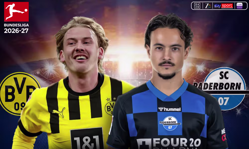 The poster features the key matchups from the league standings in the Bundesliga 2026-27.