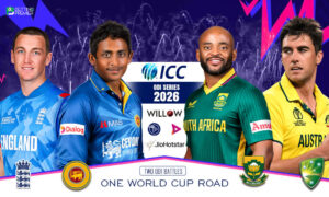 The Poster features the ICC calendar ODI events 2026: SA vs AUS & ENG vs SL.