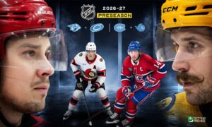 The image denotes the NHL 2026-27 clash between the top two teams meeting up on the ice.