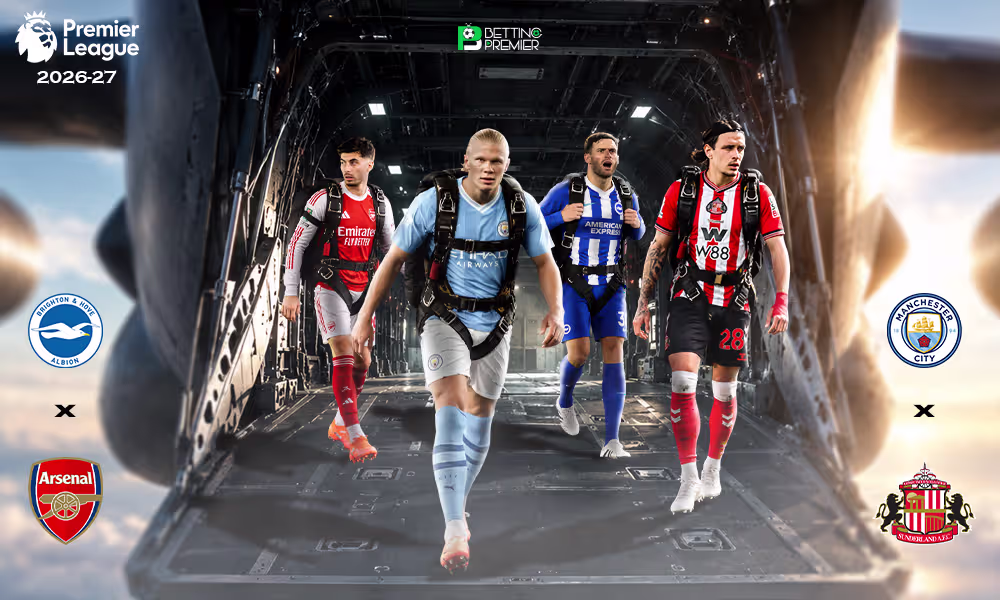 The image shows the Premier League featuring top-tier two-club clashes and head-to-head battles.