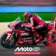 This image denotes the San Marino Grand Prix, with several elite riders clashing on the track.