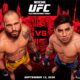 The poster shows the Noche UFC clash between Silva and Delgado in a featherweight bout.