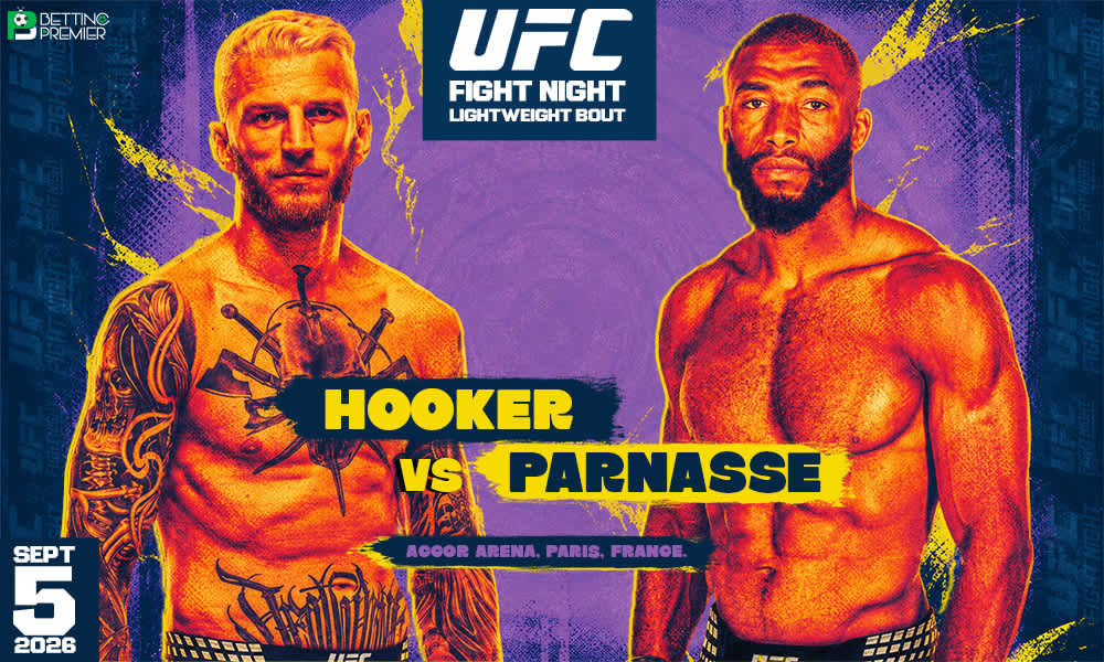 The image denotes that UFC Fight Night features Hooker vs Parnasse in the lightweight bout.