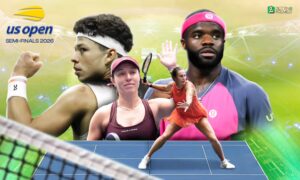 The poster denotes that the US Open 2026 will feature top-tier players in a head-to-head clash in the semi-finals.