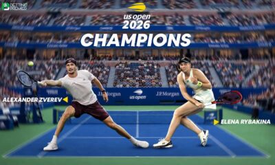 The poster denotes the 2026 US Open champions in men's and women's singles.