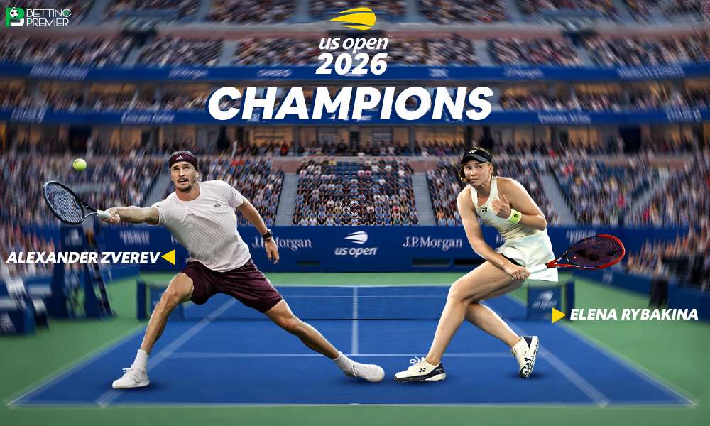 The poster denotes the 2026 US Open champions in men's and women's singles.